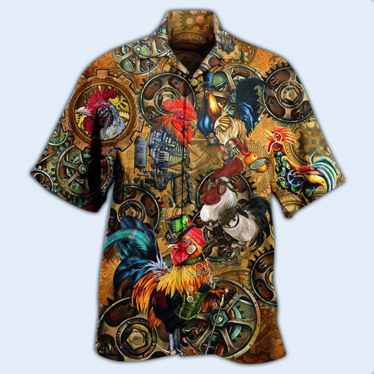 Chicken Rooster Steampunk - Hawaiian Shirt - Owls Matrix LTD