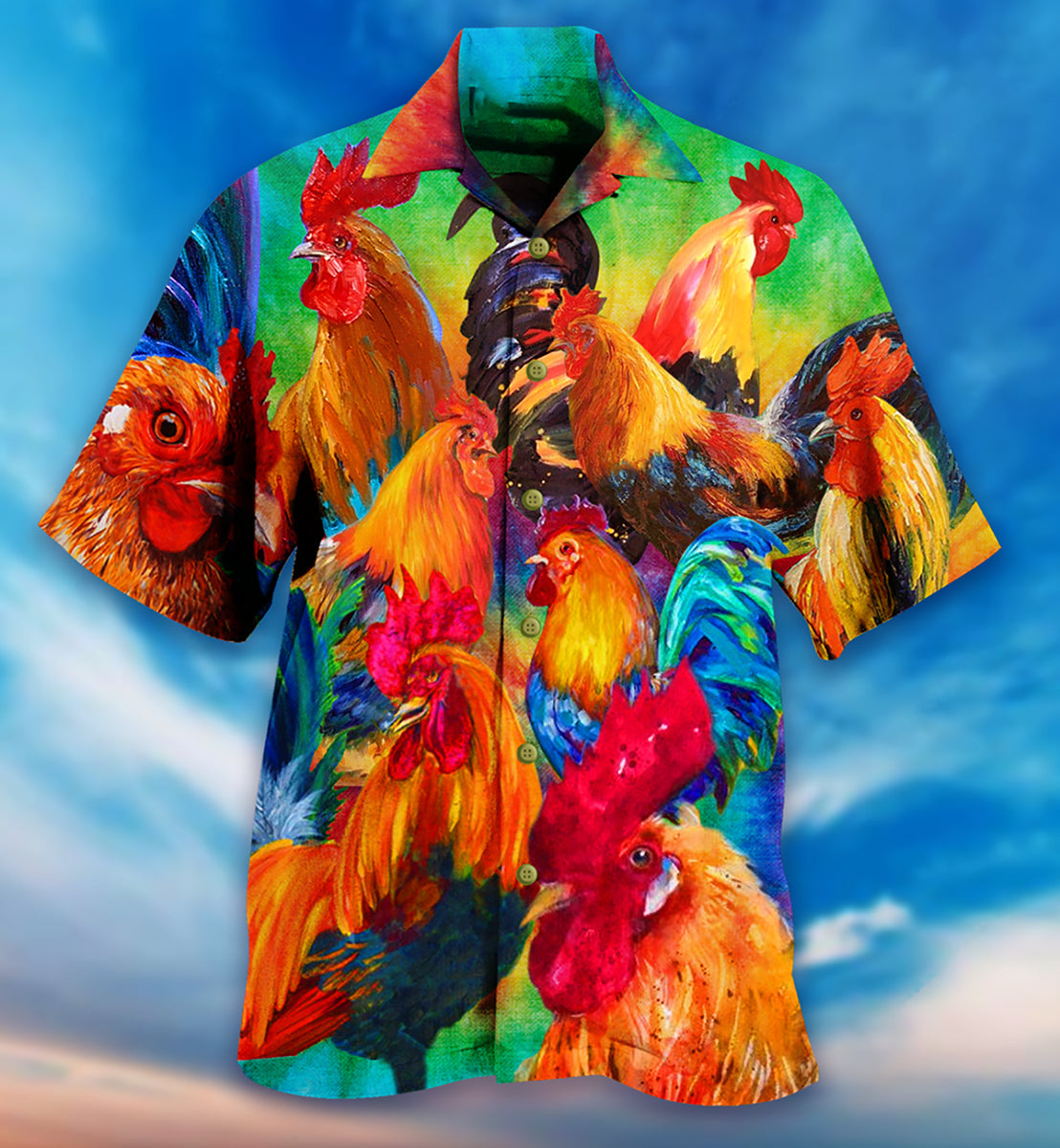 Chicken Rooster Style - Hawaiian Shirt - Owls Matrix LTD