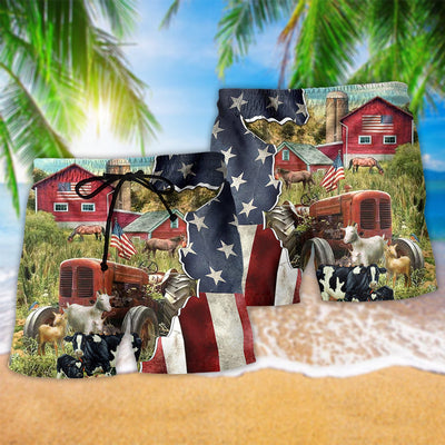 Farm Love Cows And Animals America - Beach Short - Owls Matrix LTD