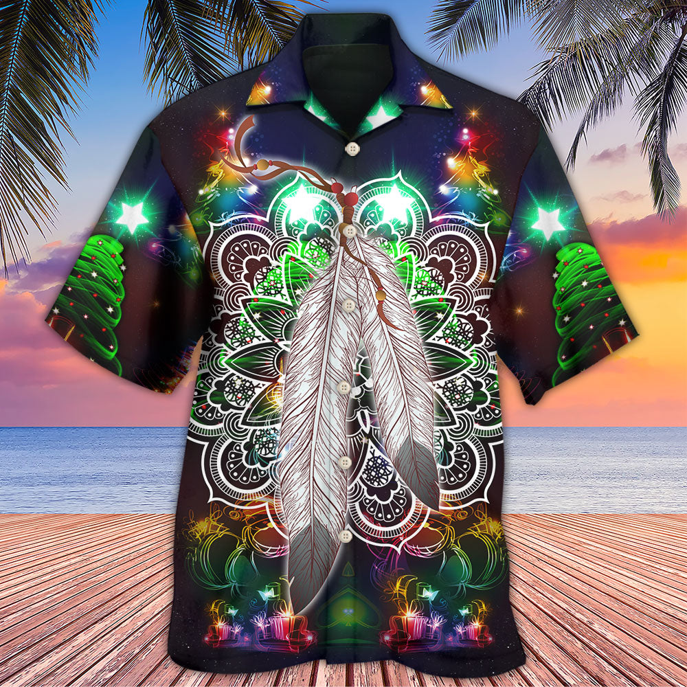 Native Feather Mandala Merry Christmas Stunning - Hawaiian Shirt - Owls Matrix LTD