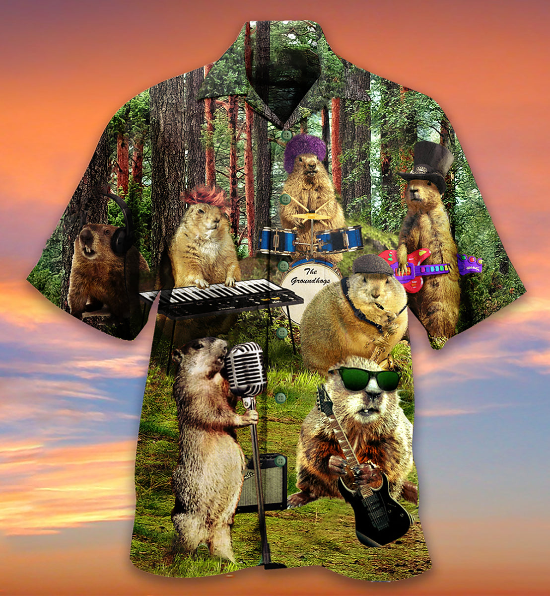 Ferret Animals Sing A Song - Hawaiian Shirt - Owls Matrix LTD