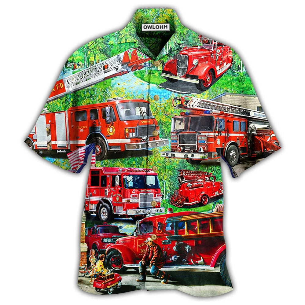 Hawaiian Shirt / Adults / S Firefighter Brave Just Like My Daddy - Hawaiian Shirt - Owls Matrix LTD
