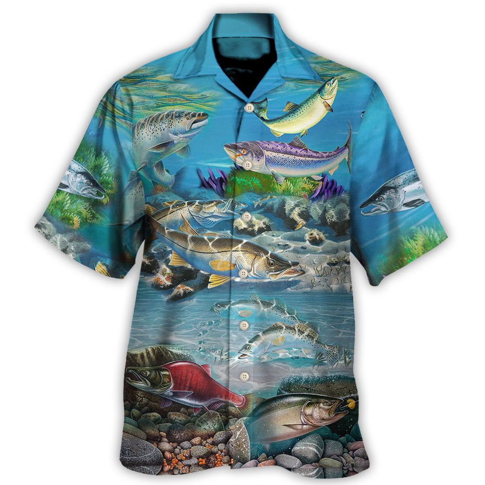 Fish Salmon Is My Therapy Cool - Hawaiian Shirt - Owls Matrix LTD