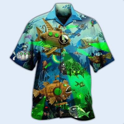 Fish Steampunk Ocean - Hawaiian Shirt - Owls Matrix LTD