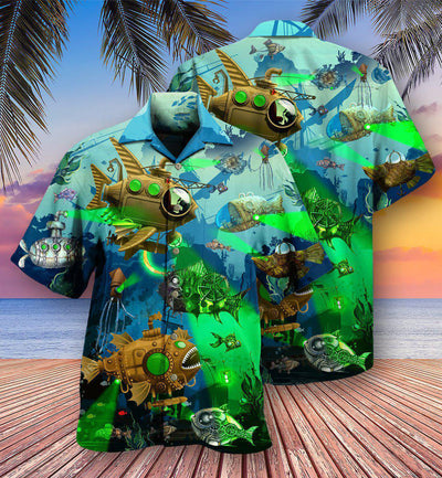 Fish Steampunk Ocean - Hawaiian Shirt - Owls Matrix LTD