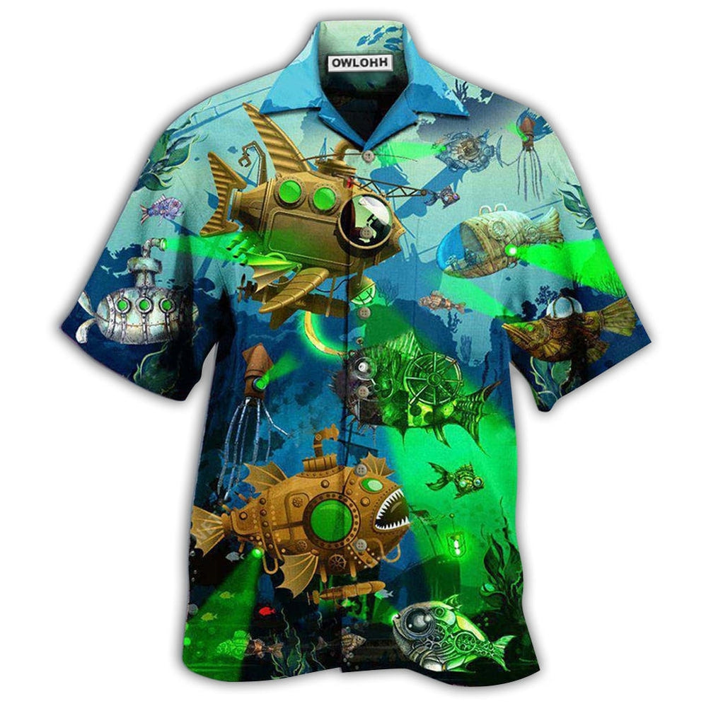 Hawaiian Shirt / Adults / S Fish Steampunk Ocean - Hawaiian Shirt - Owls Matrix LTD