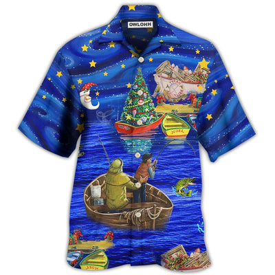 Hawaiian Shirt / Adults / S Fishing Lover Beautiful Christmas Night - Hawaiian Shirt - Owls Matrix LTD