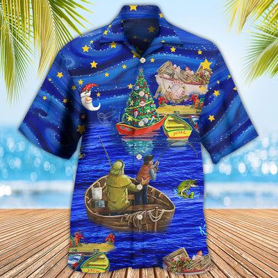 Fishing Lover Beautiful Christmas Night - Hawaiian Shirt - Owls Matrix LTD
