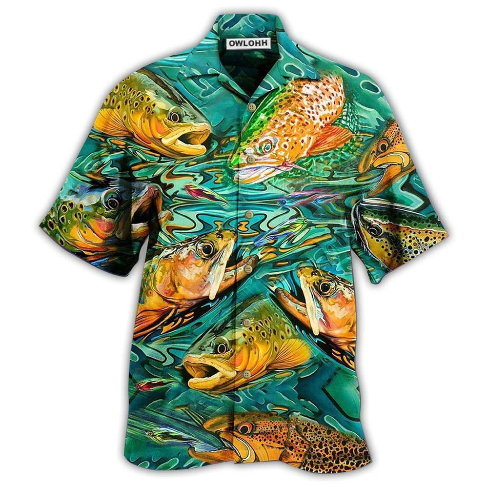 Hawaiian Shirt / Adults / S Fishing Fish Lover Water - Hawaiian Shirt - Owls Matrix LTD