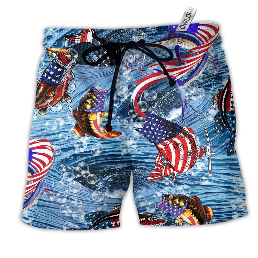 Beach Short / Adults / S Fishing Hard America Cool Style - Beach Short - Owls Matrix LTD