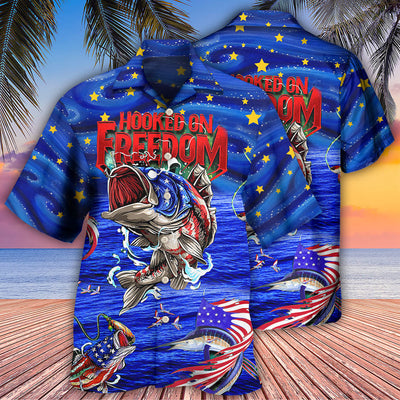 Fishing Hooked On Freedom Blue Night - Hawaiian Shirt - Owls Matrix LTD