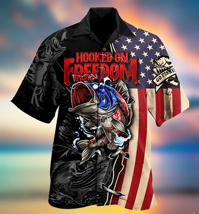 Fishing Hooked On Freedom America Freedom - Hawaiian Shirt - Owls Matrix LTD