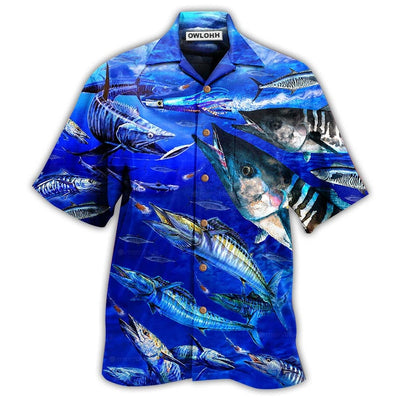 Hawaiian Shirt / Adults / S Fishing Love Blue Ocean - Hawaiian Shirt - Owls Matrix LTD