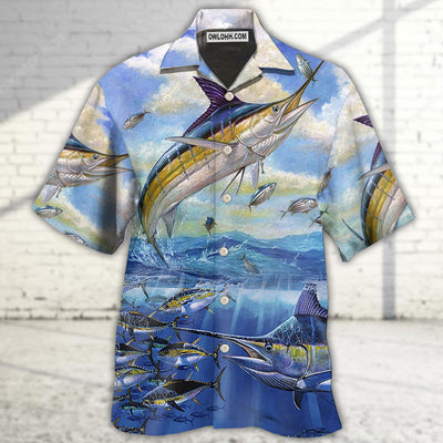 Fishing Ocean Blue Sky Freedom - Hawaiian Shirt - Owls Matrix LTD