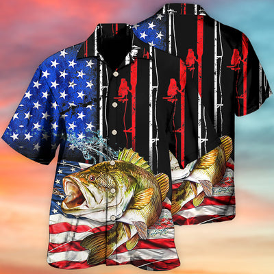 Fishing Amazing US Flag Style - Hawaiian Shirt - Owls Matrix LTD