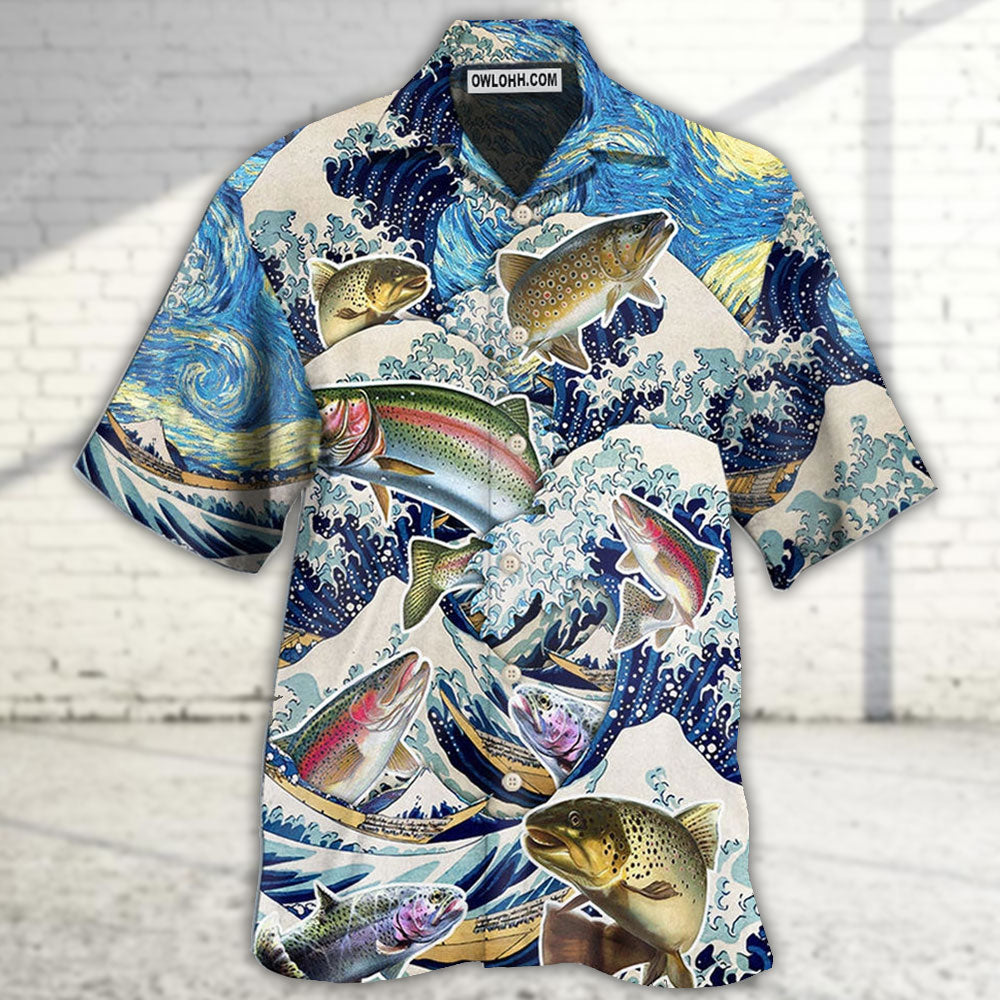 Trout fishing big waves - Hawaiian shirt - HAWS05TNH140322 – Owls Matrix LTD