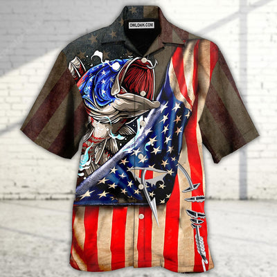 Fishing US Flag Cool Style - Hawaiian Shirt - Owls Matrix LTD