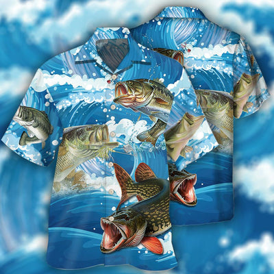 Fishing Blue Wave Style - Hawaiian Shirt - Owls Matrix LTD