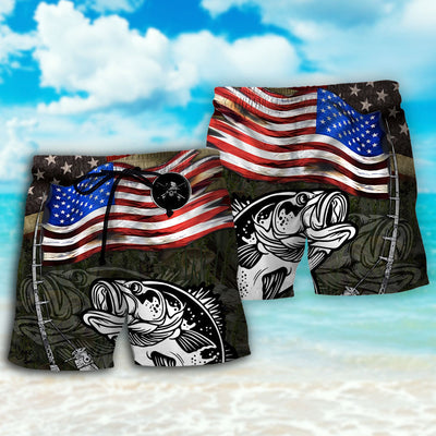 Fishing US Flag Flying Retro - Beach Short - Owls Matrix LTD