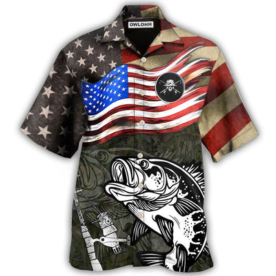 Hawaiian Shirt / Adults / S Fishing US Flag Flying Retro Style - Hawaiian Shirt - Owls Matrix LTD
