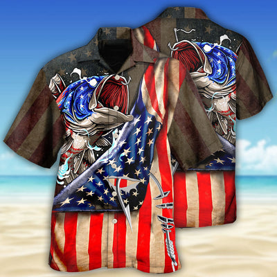 Fishing US Flag Cool Style - Hawaiian Shirt - Owls Matrix LTD