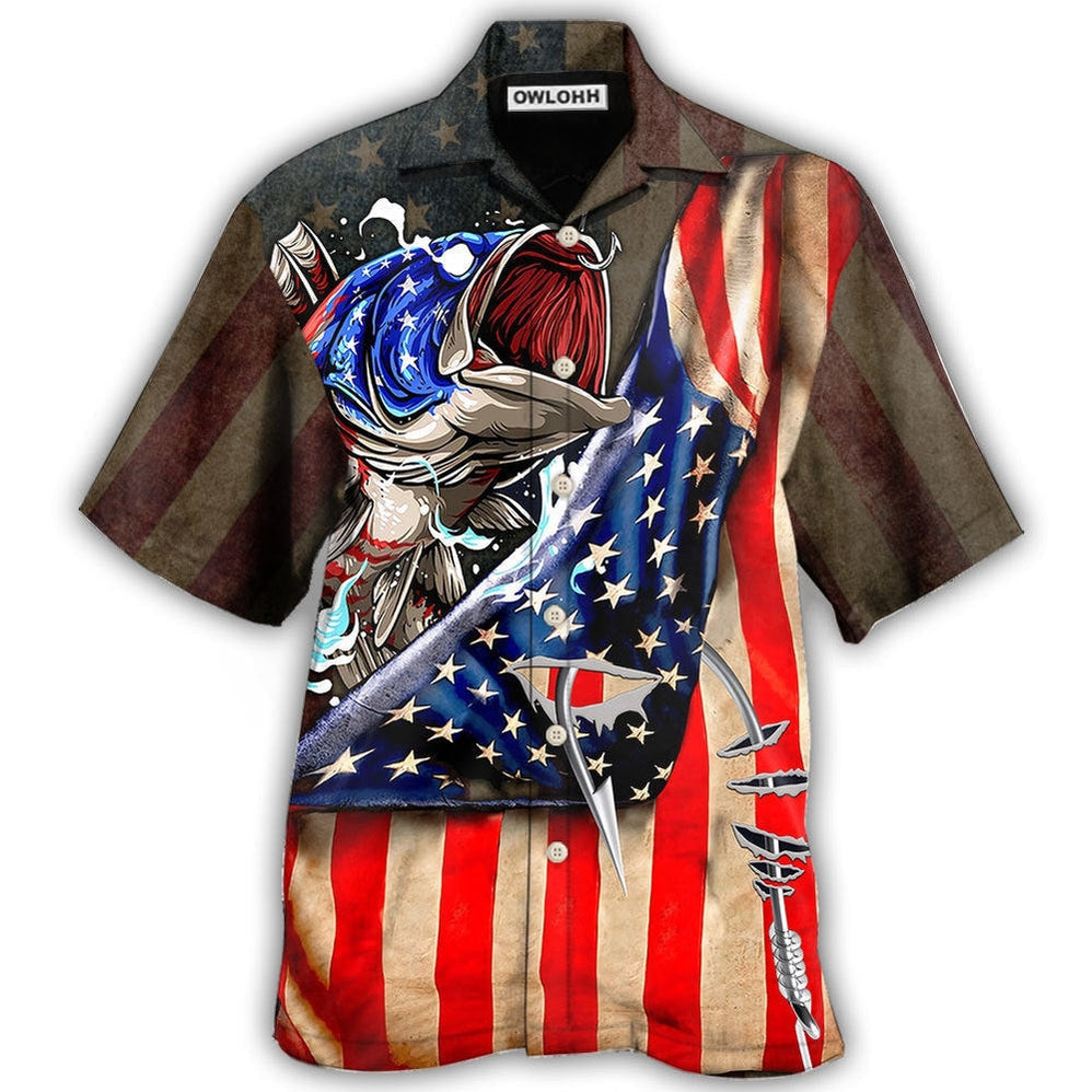 Hawaiian Shirt / Adults / S Fishing US Flag Cool Style - Hawaiian Shirt - Owls Matrix LTD