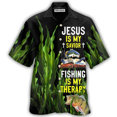 Hawaiian Shirt / Adults / S Fishing Is My Therapy Jesus Is My Savior - Hawaiian Shirt - Owls Matrix LTD