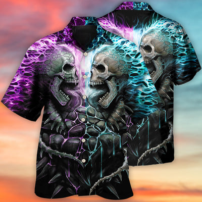 Skull Flaming Skull Style - Hawaiian Shirt - Owls Matrix LTD
