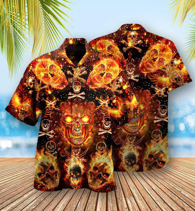 Skull Flaming - Hawaiian Shirt - Owls Matrix LTD