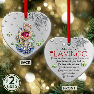 Flamingo Advice From A Flamingo - Heart Ornament - Owls Matrix LTD