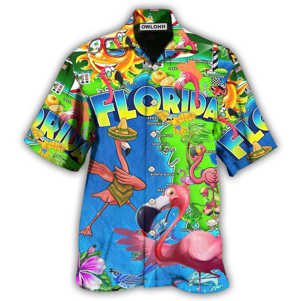 Hawaiian Shirt / Adults / S Flamingo Go To Florida To See Flamingo - Hawaiian Shirt - Owls Matrix LTD