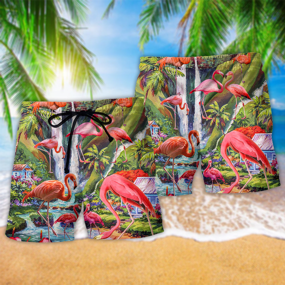 Flamingo Beautiful Landscape Amazing - Beach Short - Owls Matrix LTD