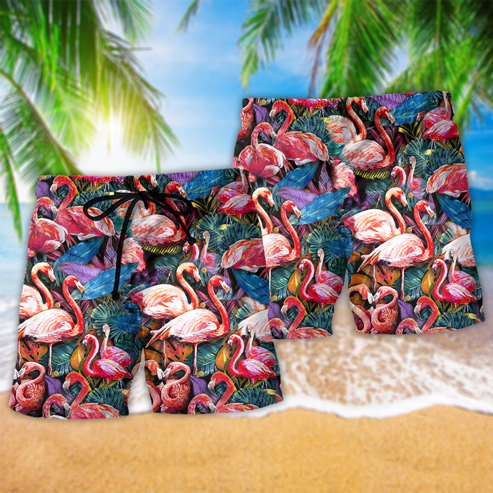Flamingo Coloful In Tropical Summer - Beach Short - Owls Matrix LTD
