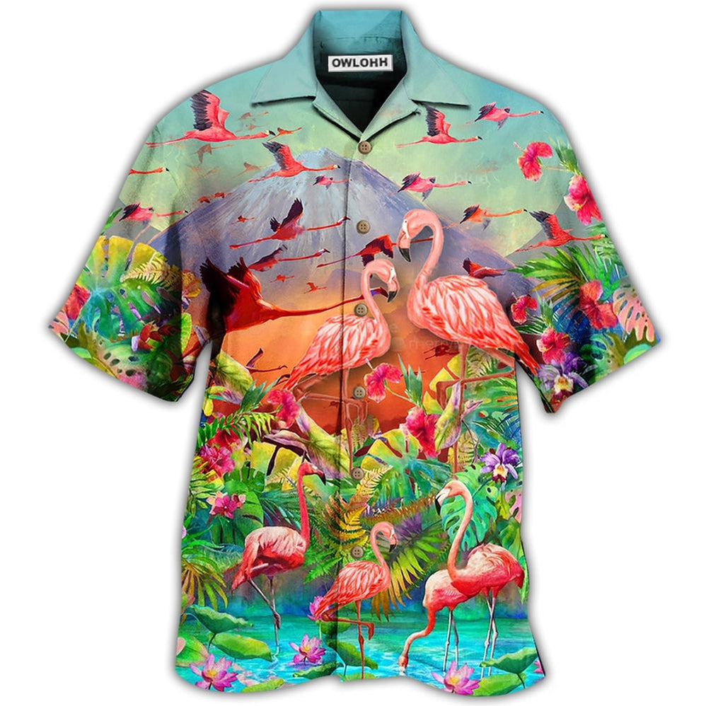 Hawaiian Shirt / Adults / S Flamingo Couple Love - Hawaiian Shirt - Owls Matrix LTD