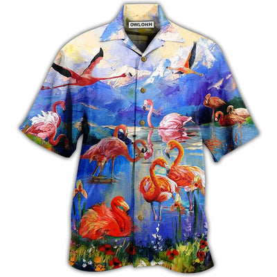 Hawaiian Shirt / Adults / S Flamingo Fly To Hawaii - Hawaiian Shirt - Owls Matrix LTD
