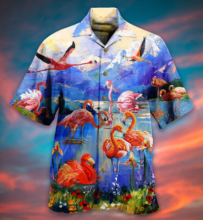 Flamingo Fly To Hawaii - Hawaiian Shirt - Owls Matrix LTD