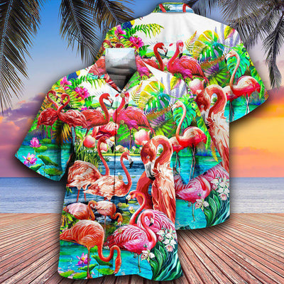 Flamingo Green Slow Down Enjoy The Moment - Hawaiian Shirt - Owls Matrix LTD