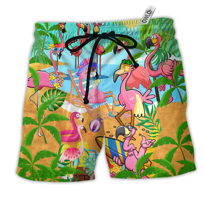 Beach Short / Adults / S Flamingo Let's Get Flocked Up Cool Style - Beach Short - Owls Matrix LTD