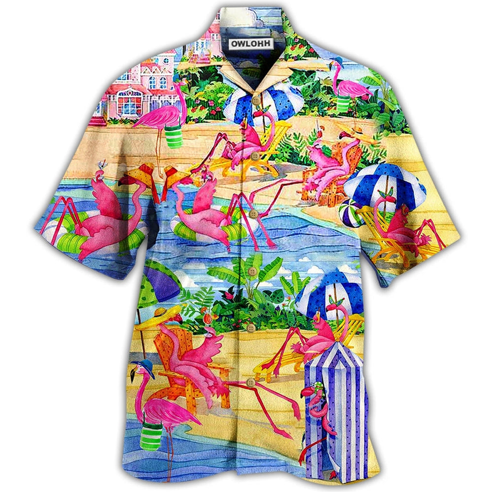 Hawaiian Shirt / Adults / S Flamingo Love Beach - Hawaiian Shirt - Owls Matrix LTD