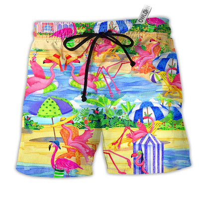 Beach Short / Adults / S Flamingo Love Beach Summer - Beach Short - Owls Matrix LTD