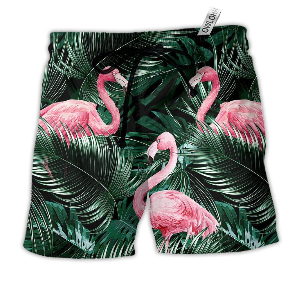 Beach Short / Adults / S Flamingo Love Life Style Tropical Leaf - Beach Short - Owls Matrix LTD
