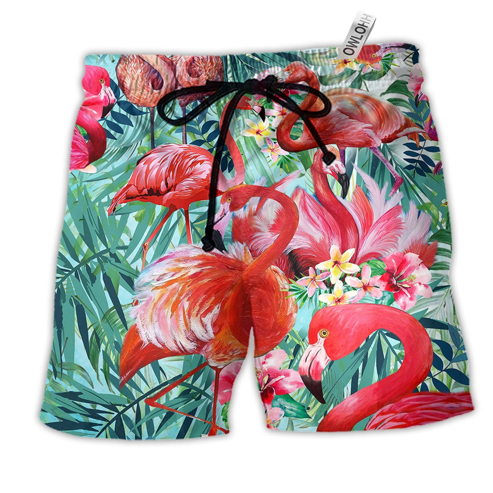 Beach Short / Adults / S Flamingo Love Pink Nice Colors - Beach Short - Owls Matrix LTD