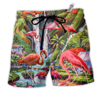 Beach Short / Adults / S Flamingo Love Their Life - Beach Short - Owls Matrix LTD