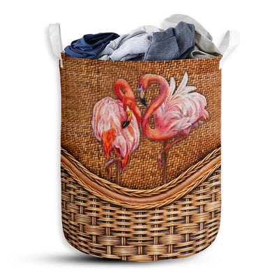 Flamingo Rattan Teaxture - Laundry Basket - Owls Matrix LTD