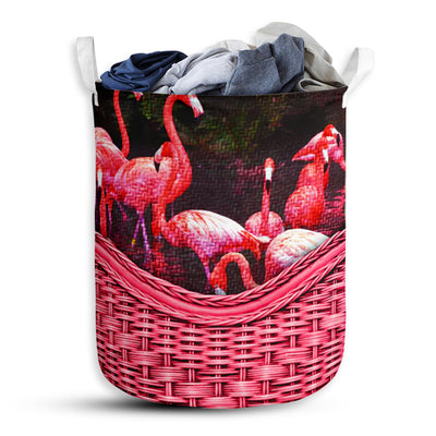 Flamingo Rattan Teaxture Style - Laundry Basket - Owls Matrix LTD