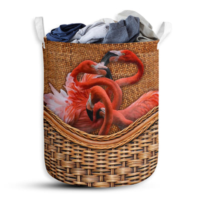 Flamingo Rattan Teaxture Beautiful Style - Laundry Basket - Owls Matrix LTD