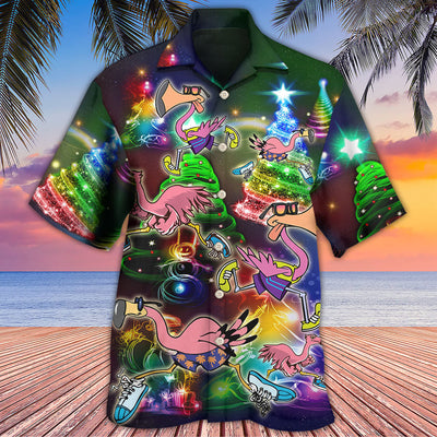 Flamingo Running Merry Christmas - Hawaiian Shirt - Owls Matrix LTD