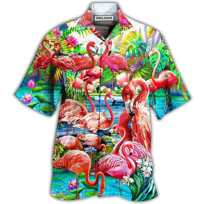 Hawaiian Shirt / Adults / S Flamingo Green Slow Down Enjoy The Moment - Hawaiian Shirt - Owls Matrix LTD