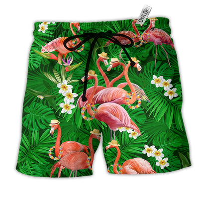 Beach Short / Adults / S Flamingo Stand Tall And Be Fabulous - Beach Short - Owls Matrix LTD