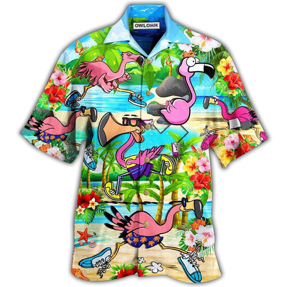 Hawaiian Shirt / Adults / S Flamingo The Running Flamingoes - Hawaiian Shirt - Owls Matrix LTD